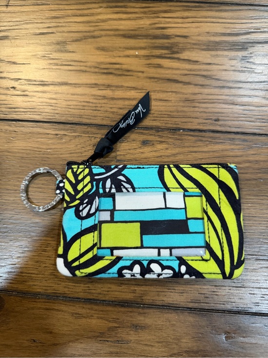 Vera Bradley Other - Vera Bradley Teal & Lime Patterned Zip ID Wristlet with Keyring